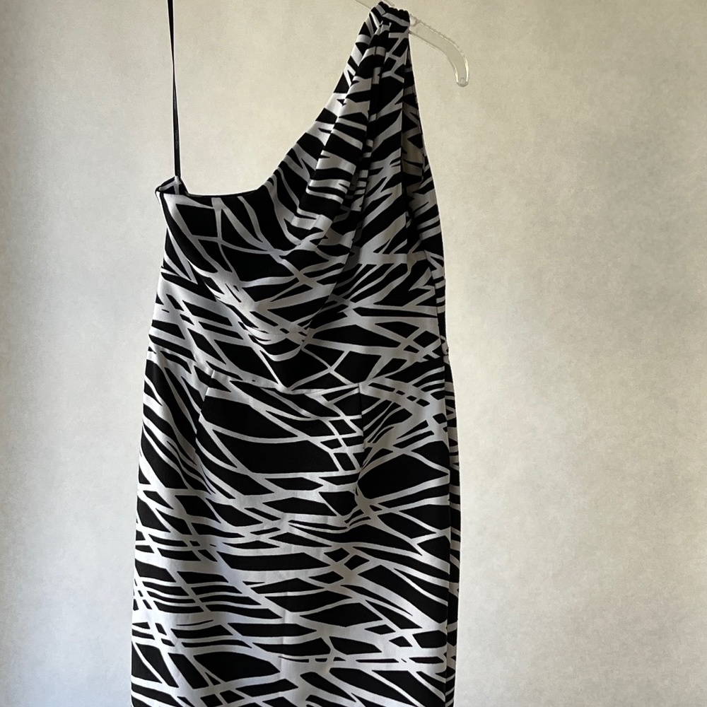 Calvin Klein Zebra Print One-Shoulder Dress